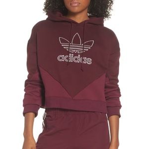 Adidas Trefoil Cropped Hoodie Size XS